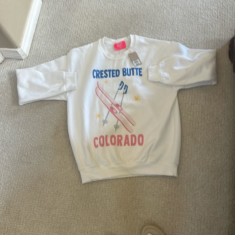 White and Pink Crested Butte Colorado Sweatshirt